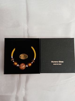 Bracciale Murano a molla vetro dorato