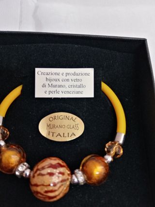 Bracciale Murano a molla vetro dorato