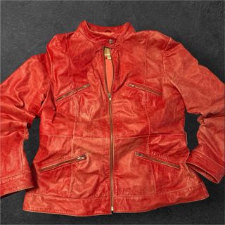 Giacca in vera pelle rossa vintage