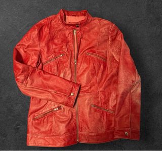 Giacca in vera pelle rossa vintage