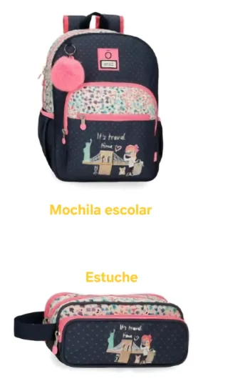 Mochila escolar y estuche a juego