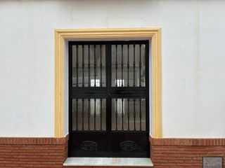 Puerta de forja con cristal.