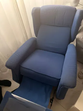 Sillón butaca relax azul tela