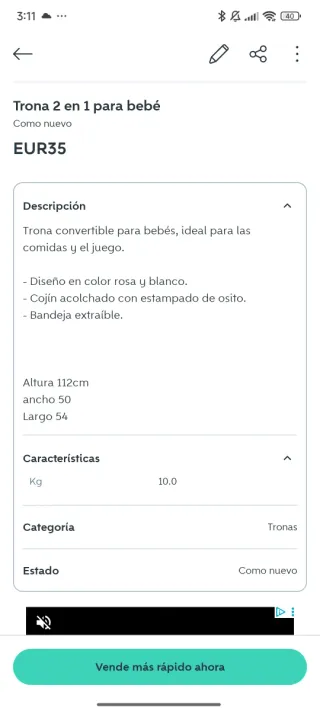 Trona 2 en 1 para bebé