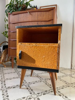 Mesita de noche vintage madera