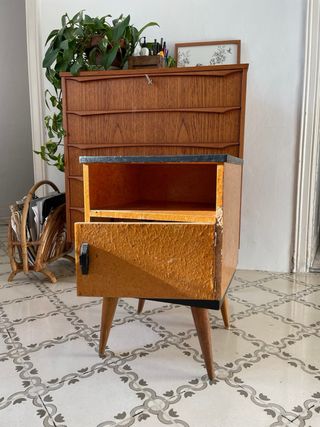 Mesita de noche vintage madera