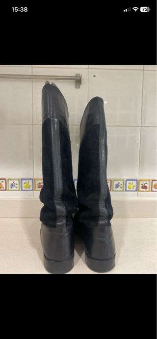 Botas altas de piel y ante de señora.color azul