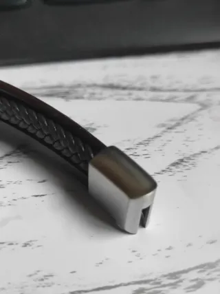 Bracciale uomo pelle marrone con clip