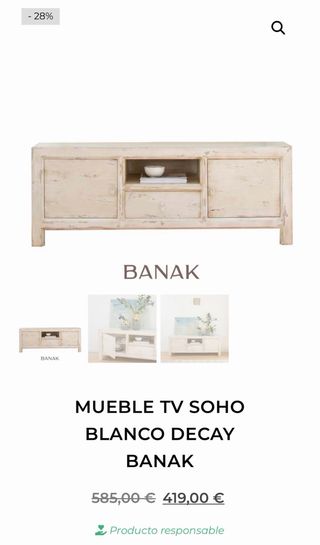 Mueble TV madera Banak NUEVO