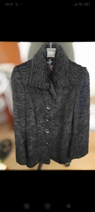 Chaqueta vintage astracán sintético negra