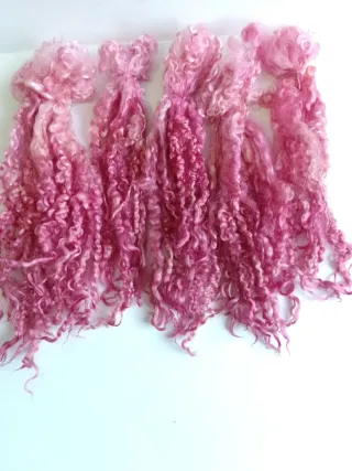 Lana Riccioli Rosa per Capelli Bambole