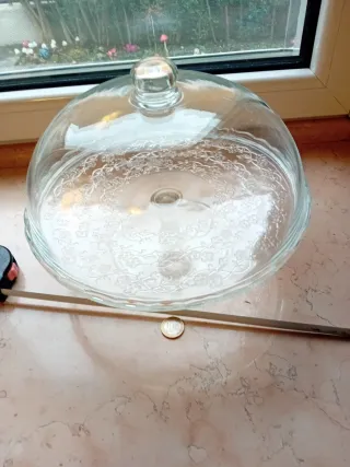 Alzatina porta torta in vetro decorata