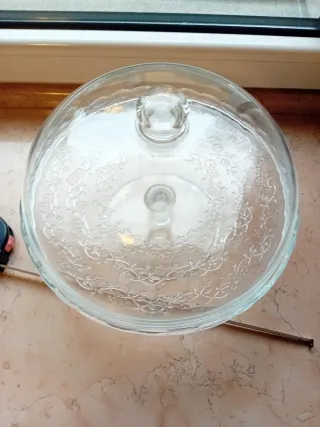 Alzatina porta torta in vetro decorata