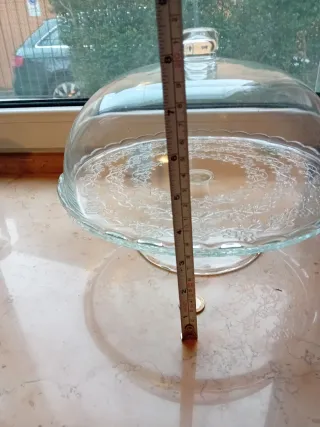 Alzatina porta torta in vetro decorata