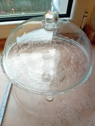 Alzatina porta torta in vetro decorata