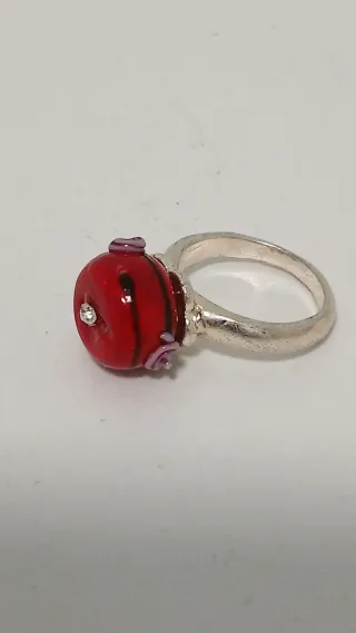 Anillo antiguo cristal rojo