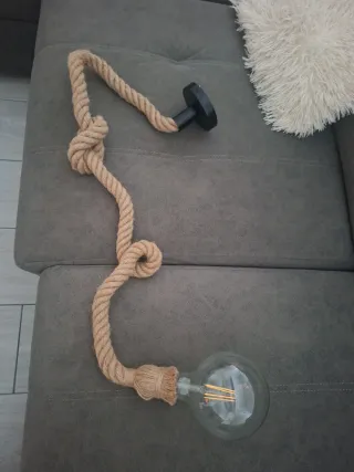 Lámpara Cuerda Y Bombilla Estilo Industrial