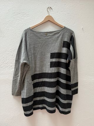 Jersey Manila Grace oversize gris y negro