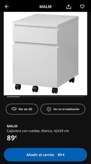 Cajonera Archivador Malm Ikea Blanca