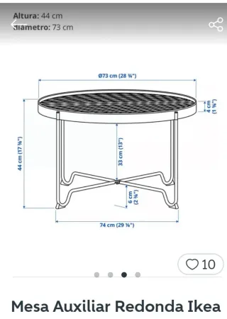 Mesa redonda metálica naranja exterior