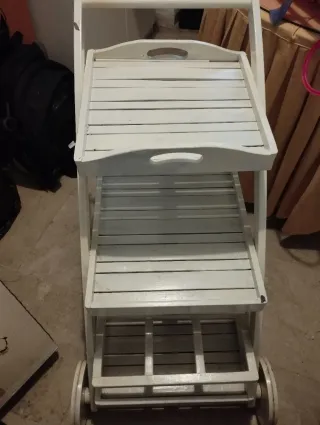 Carrito camarera madera blanco