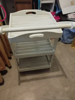 Carrito camarera madera blanco