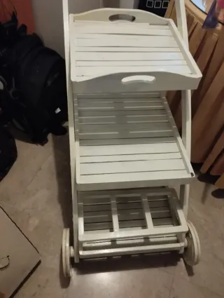 Carrito camarera madera blanco