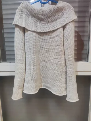 Jersey cuello vuelto blanco tallaS