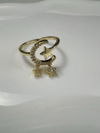 Anello luna e stelle dorato
