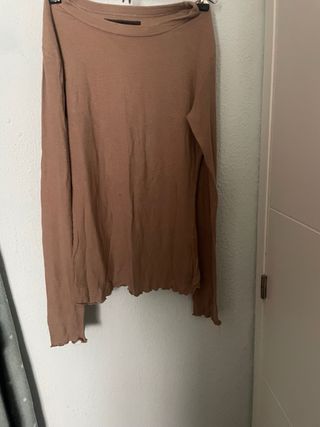 Camiseta básica manga larga marrón