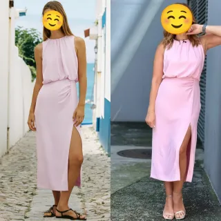 Vestido midi fruncido cintura