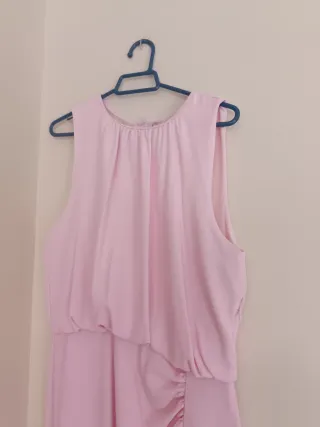 Vestido midi fruncido cintura