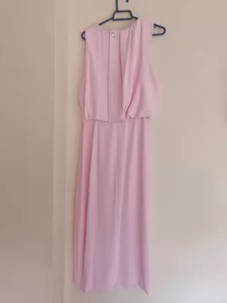 Vestido midi fruncido cintura