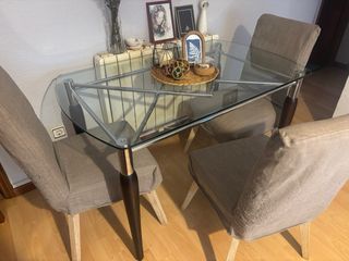 Mesa Comedor Cristal Combinada y sillas