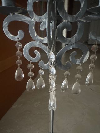 Pareja Candelabros Vintage Cristal Metal