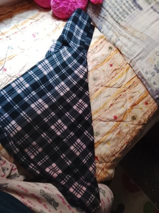 Falda cuadros negro y rosa