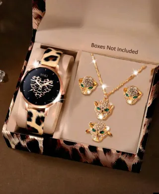 Set mujer Reloj y Joyería Leopardo