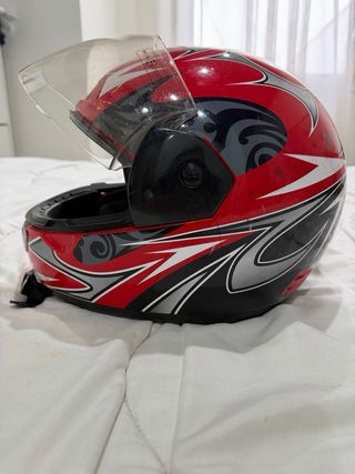 Casco Moto Nitro Racing Blanco y Rojo