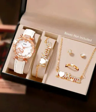 Set de Joyería mama : Reloj, Collar, Pulsera y Ani