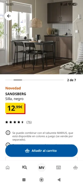 Juego de 4 Sillas Negras de Ikea