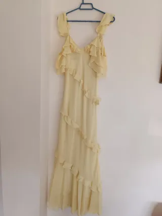 Vestido largo combinado volantes zara