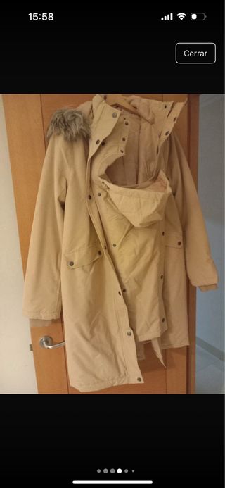 Abrigo premamá y porteo beige