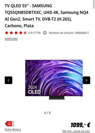 TV Samsung QLED 55 TQ55QN85DBTXXC