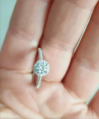 Anillo Moissanita Halo Plata