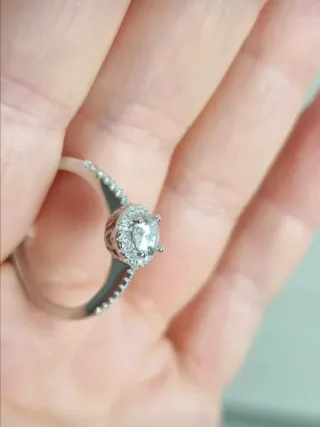 Anillo Moissanita Halo Plata