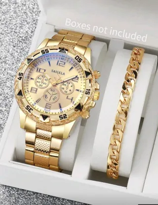 Reloj hombre Dorado con Pulsera