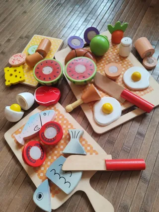 Juego Comida Madera Cortar Variada