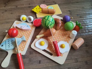 Juego Comida Madera Cortar Variada