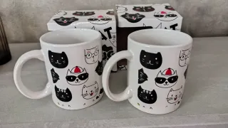 Juego de 2 tazas de cerámica con diseño de gatos
