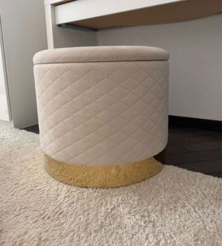 Asiento tocador terciopelo beige y dorado